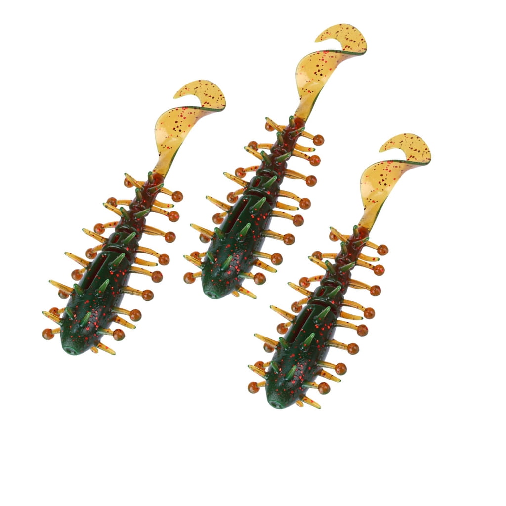 Misright 3Pcs Curl Tail Lures for Panfish and Outdoor Tackle Gear Set