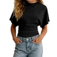 thumbnail image 6 of SOFTCCLO Girls T Shirts Short Sleeve Crewneck Solid Color Tops Pullover Loose Versatile Summer Casual Kids T Shirts Size 3-4Y, 6 of 10