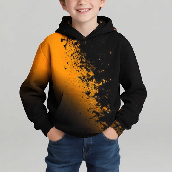 NAISIBABY Kids Boys Hoodies 14T, Long Sleeve Pullover Cool Graphic Loose Casual Fashion Sweatshirt Orange (3-14T)