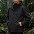 thumbnail image 2 of Zynoxe Mens Plus Size Rain Jacket Unisex Lightweight Waterproof Zip Up Long Sleeve Hooded Raincoat Outdoor Windbreaker with Muti Pockets Black 3XL, 2 of 9