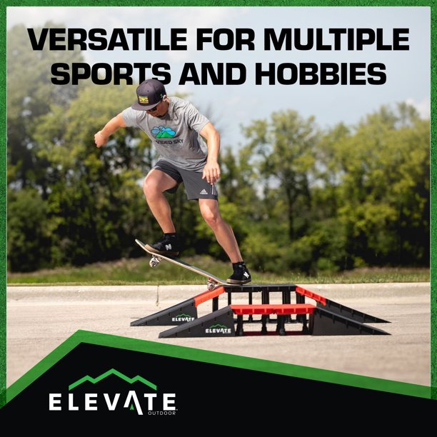 Elevate Outdoor Mini Skateboard Ramp 10-Piece Set with EZ-Link