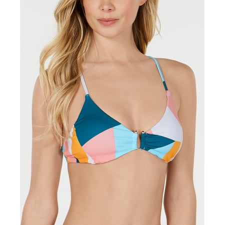 Bar III POP ART Printed U-Ring Bralette Bikini Swim Top  US Large