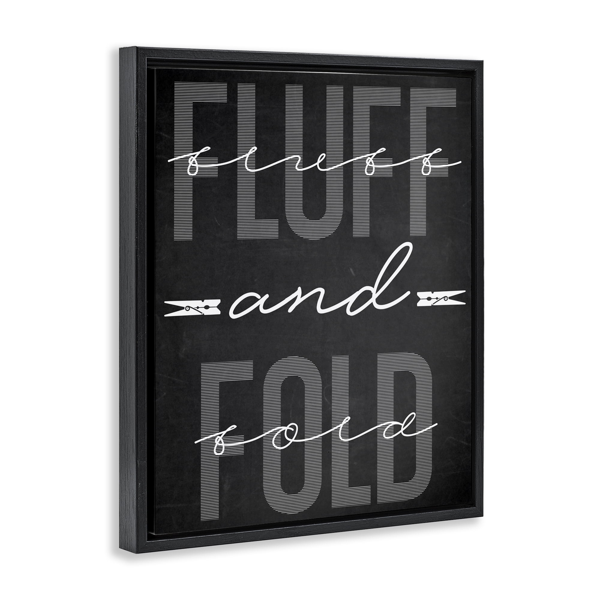 Fluff & Fold Black Minimal Black Framed Floater Canvas Wall Art, design by Marcus Prime