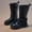 Black b, variant on Spazoro Girls Knee High Boots, Side Zipper with Quilted Design Buckle Detail Patent Leather Long Boot Shoes for Girls Black