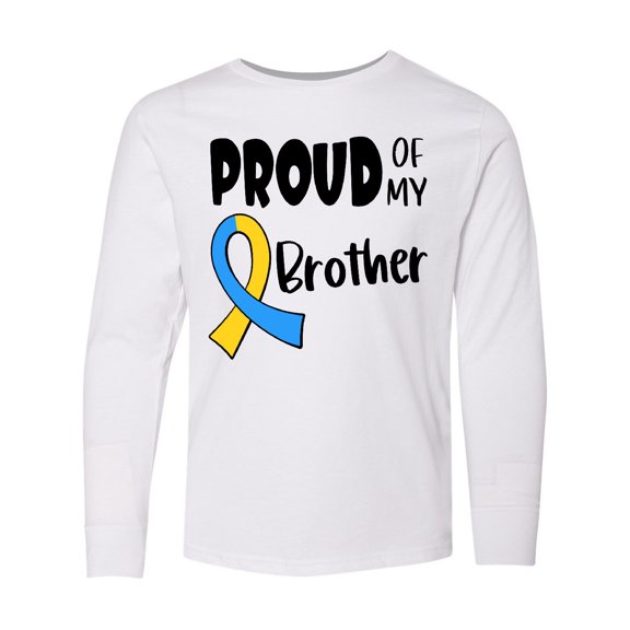 Inktastic Proud of My Brother Down Syndrome Awareness Long Sleeve Youth T-Shirt