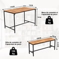 thumbnail image 2 of Juego de Mesa de Comedor con 2 Bancos, Estilo Industrial, Marco de Metal Resistente, Mesa 110x70cm, Diseño Ahorra Espacio para Sala y Cocina, 2 of 6