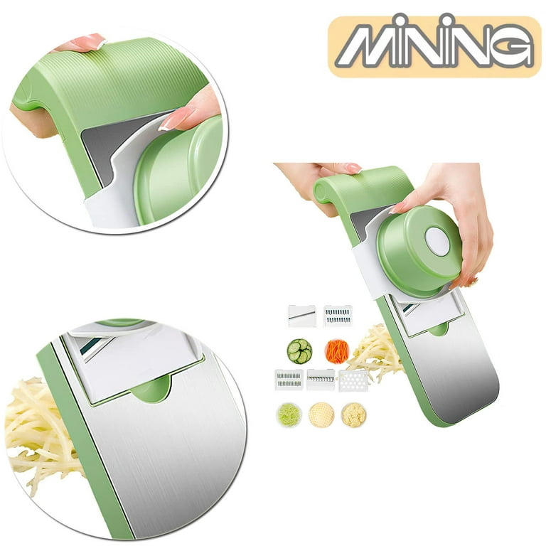 Mandolin Slicer Adjustable Mandoline | Best Hand-Held Cutter for Vegetable  Potato Zucchini Food | Professional Steel Blade - Safe Finger Guard 