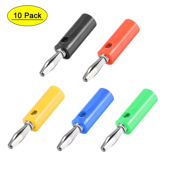 Uxcell 4mm Banana Speaker Wire Cable Screw Plugs Connectors 5-Colors 10 pack