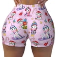 thumbnail image 2 of Balery Christmas Unicorns Pantalones cortos de entrenamiento estampados para mujer, sin costuras, ajustados, para gimnasio, yoga, correr, deportes, ejercicio activo, fitness.-Large, 2 of 8