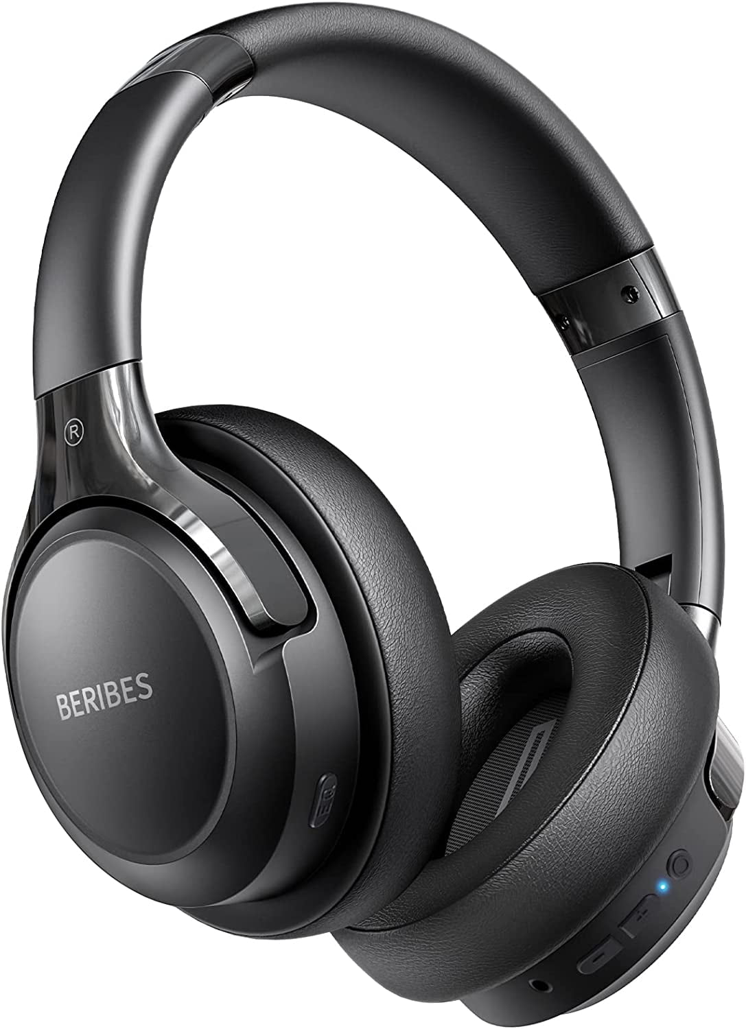 Bluetooth Headphones Over Ear,BERIBES 65H Playtime and 6 EQ Music Modes with Microphone,HiFi Stereo Foldable Lightweight Wireless Headset,Deep Bass for Home Office Cellphone PC Etc.(White)