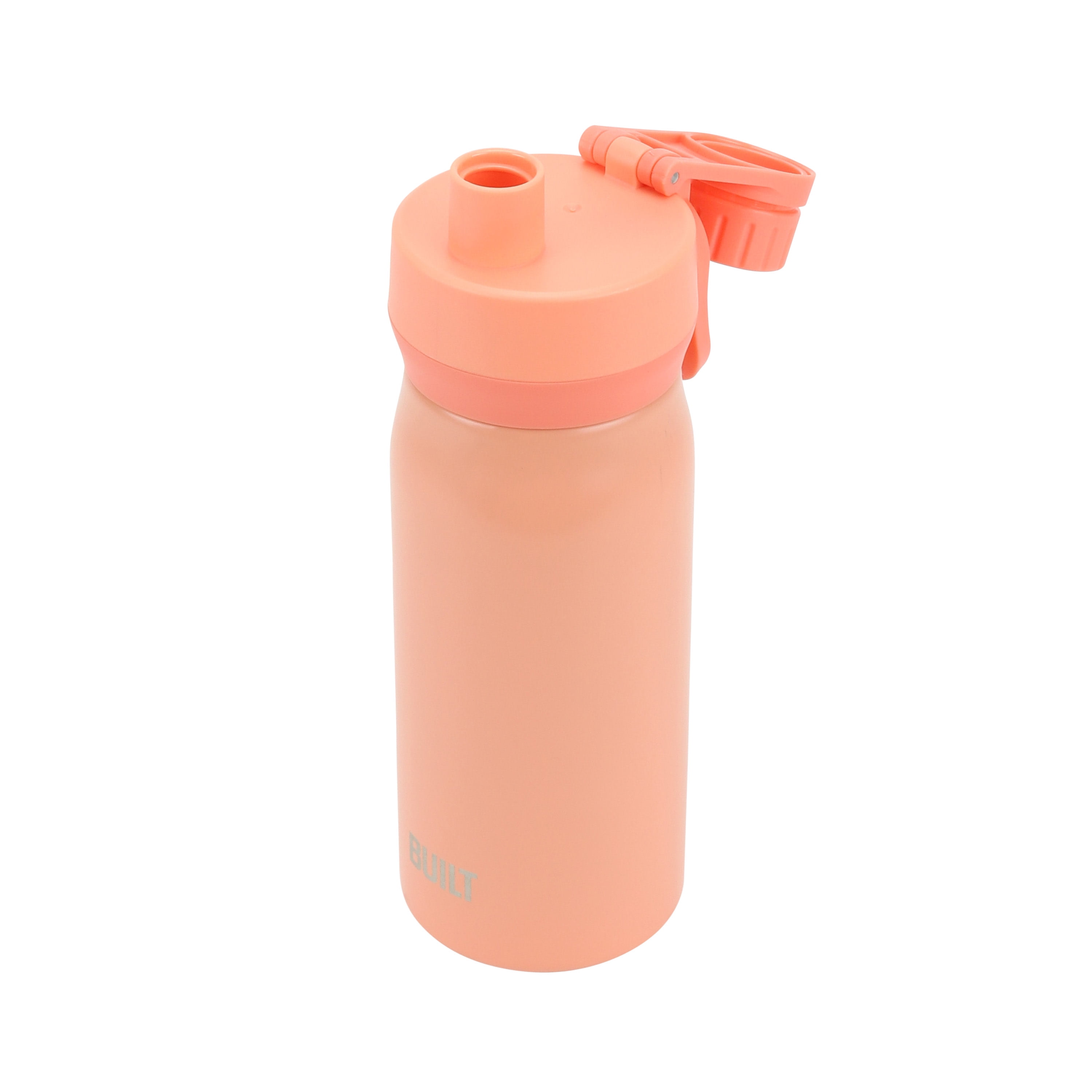 Built 16-Ounce Cascade Stainless Steel Water Bottle with Leakproof Chug Lid, 16 fl oz, Coral