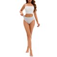 thumbnail image 2 of INSPIRE CHIC Women's Lace Trim Mid-Waisted Briefs Butt Lifter No Trace Underwear M Grey, 2 of 4
