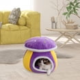 thumbnail image 1 of Cama cueva para gatos con diseño de y cojín, acogedora, con base antideslizante, de felpa cálida, lavable y cerrada para mascotas pequeñas, 35 x, 1 of 8