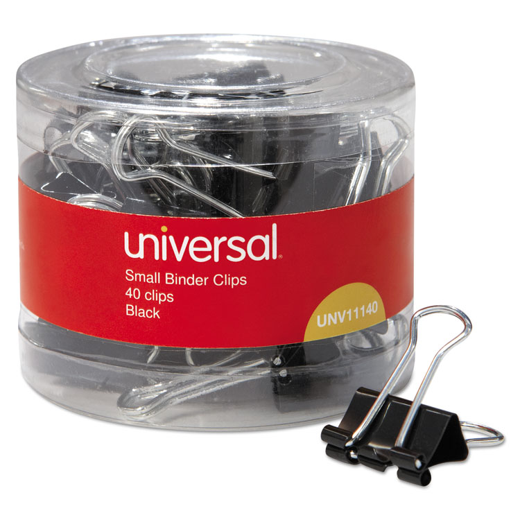 UNIVERSAL Small Binder Clips 3/8" Capacity 3/4" Wide Black 40/Pack