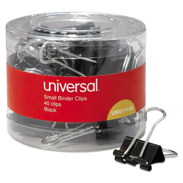 UNIVERSAL Small Binder Clips 3/8" Capacity 3/4" Wide Black 40/Pack