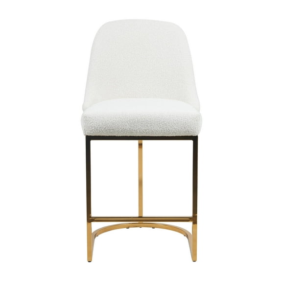 Camardn Boucle Fabric Counter Stool With Gold Metal Legs (Set of 2) Beige