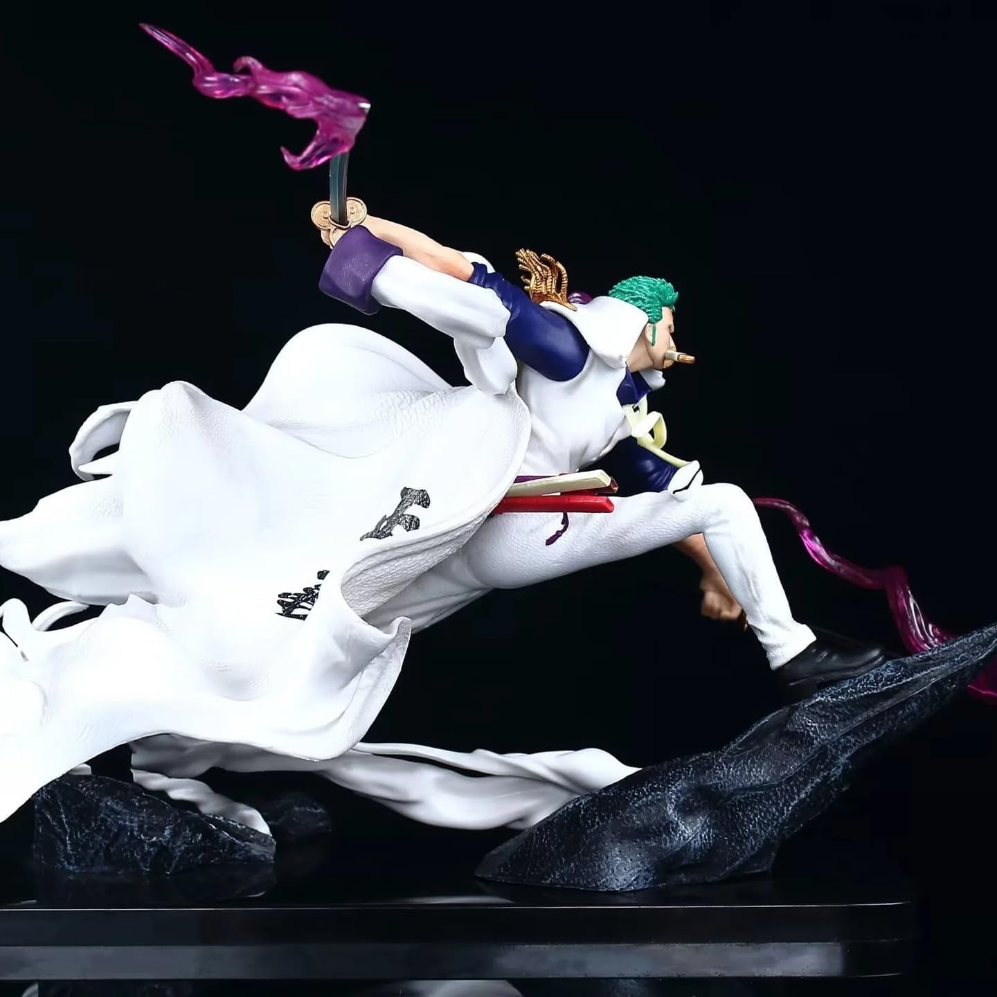 Zoro Figures, Cloak Zoro Action Figure Statue 26cm/10.2inch PVC Anime Cartoon Manga Game Character Model Collectible Decoration Craft Gift (White)