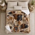 thumbnail image 5 of Boxer Dog Portrait Collage Vintage Parchment Botanical Accents, Peaceful Pet Portrait Pattern, Warm Flannel Blanket for Living Room and Bedroom, Dog Lovers Just Because Gift, Pet Lover Home Decor, 5 of 9