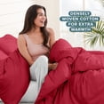 thumbnail image 4 of Bare Home Flannel Duvet Cover Set - 100% Flannel Cotton - Double Brushed - Queen, Red, 4 of 10