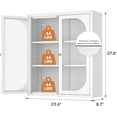 thumbnail image 2 of Bathroom Wall Cabinet with 2 Glass Doors, Metal Medicine Cabinet with Adjustable Shelf, Over The Toilet Glass Wall Mounted Storage Cabinet Cupboard for Kitchen, Laundry Room, White, 2 of 8