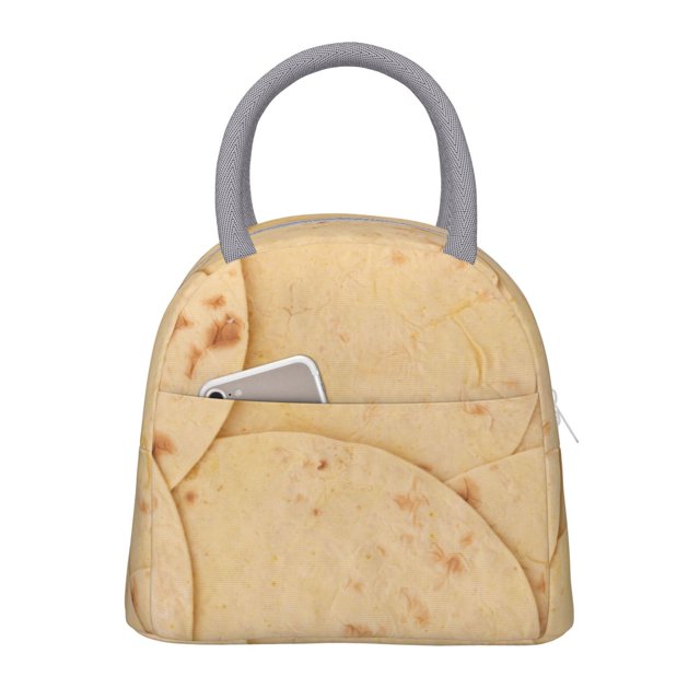 Fotbe taco tortilla Bolsa de Almuerzo con Estampado, Lonchera Aislada, Contenedor de Comida Reutilizable Tipo Cooler a Prueba de Fugas
