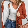 thumbnail image 2 of Vedolay Women's Tops Womens Fashion Solid Color Casual Long Button Down Pocket Casual Jacket,Orange S, 2 of 5