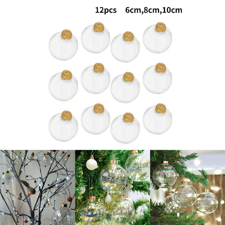 12 Pcs Christmas Clear Glass Ball Ornaments for Xmas Tree Hanging Rainbow  Flat Fillable Ball Iridescent Round Plastic Ball for Santa Party  Decorations