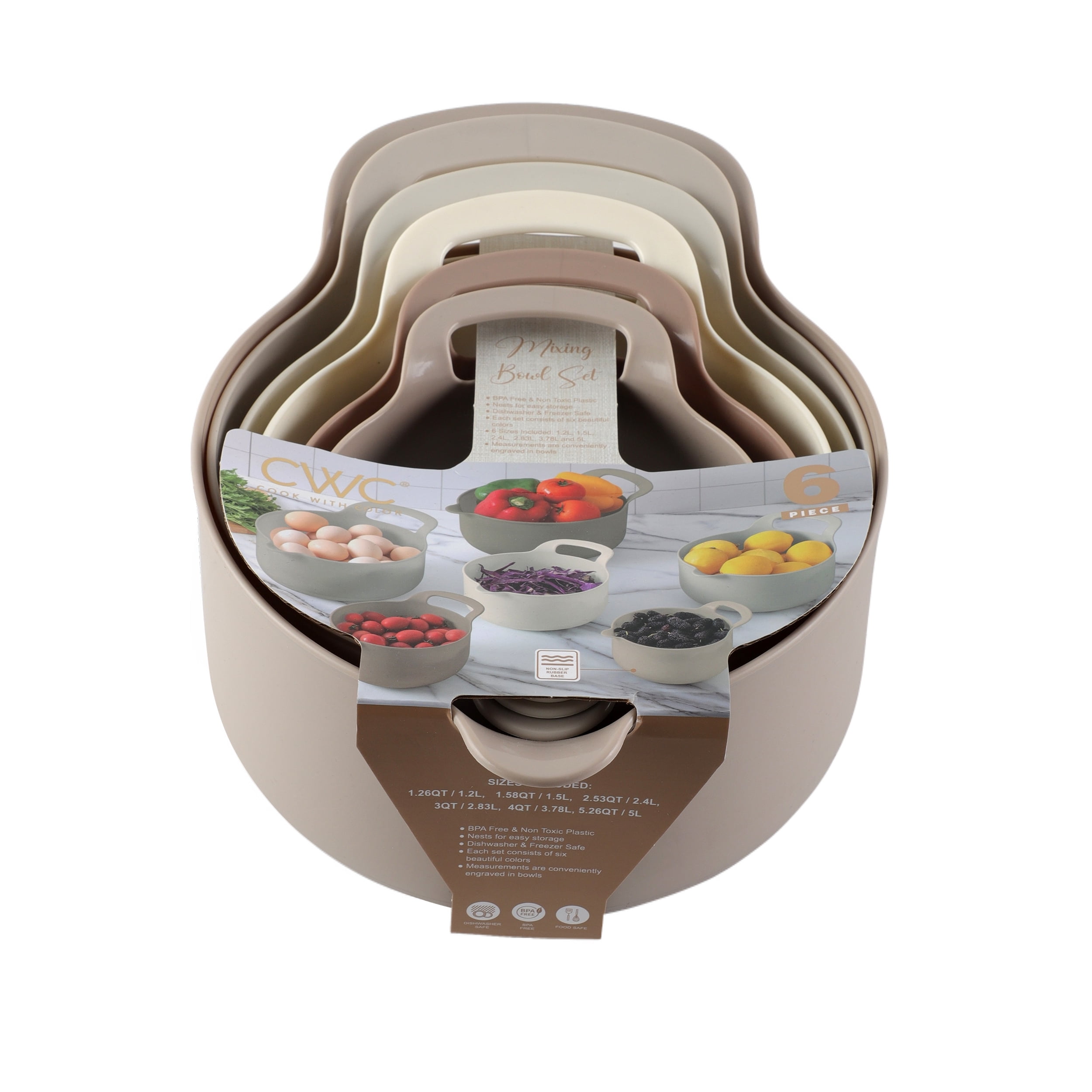 Cook with Color 6-Piece Batter Bowl Set – Measuring, Mixing & Dishwasher Safe