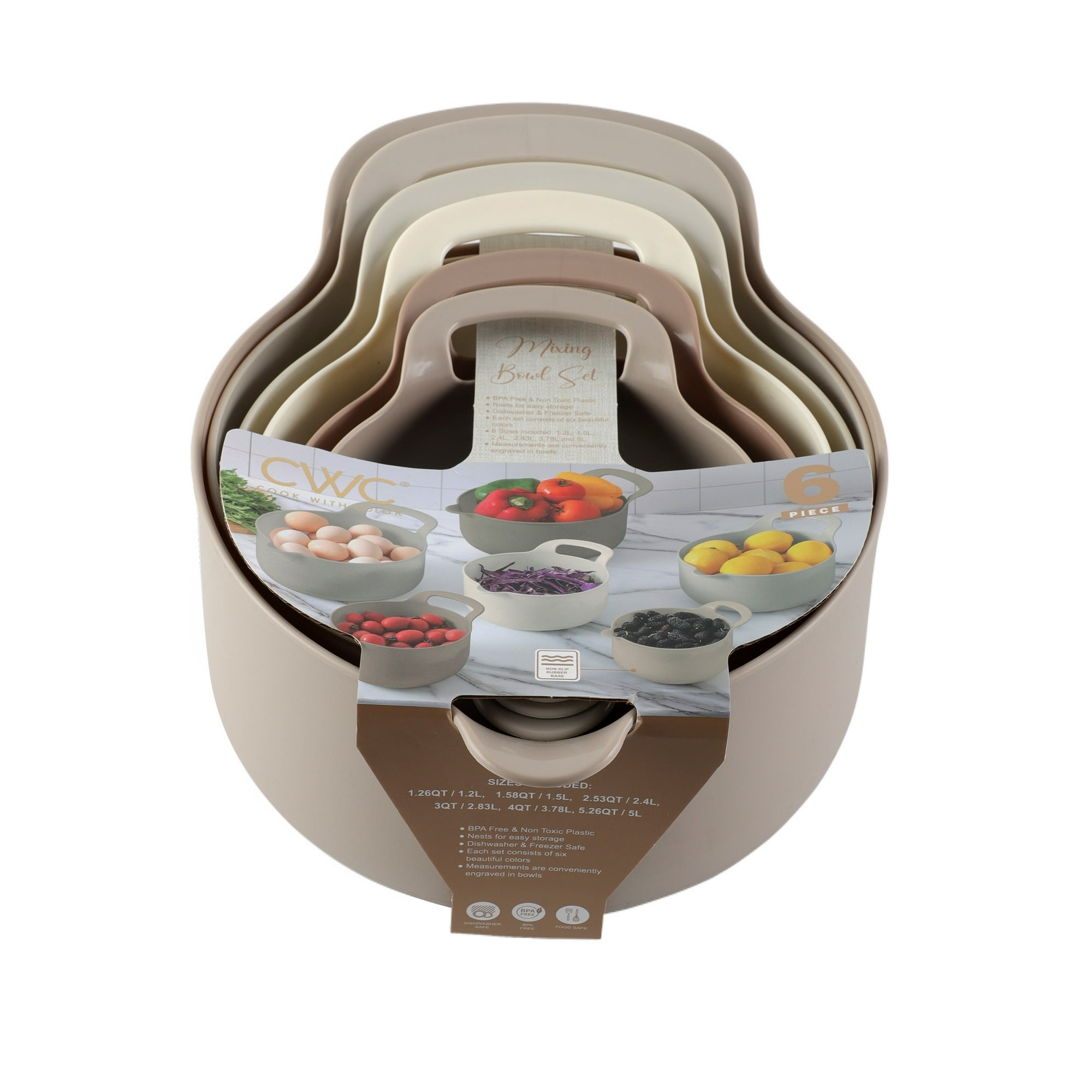 Cook with Color 6-Piece Batter Bowl Set – Measuring, Mixing & Dishwasher Safe