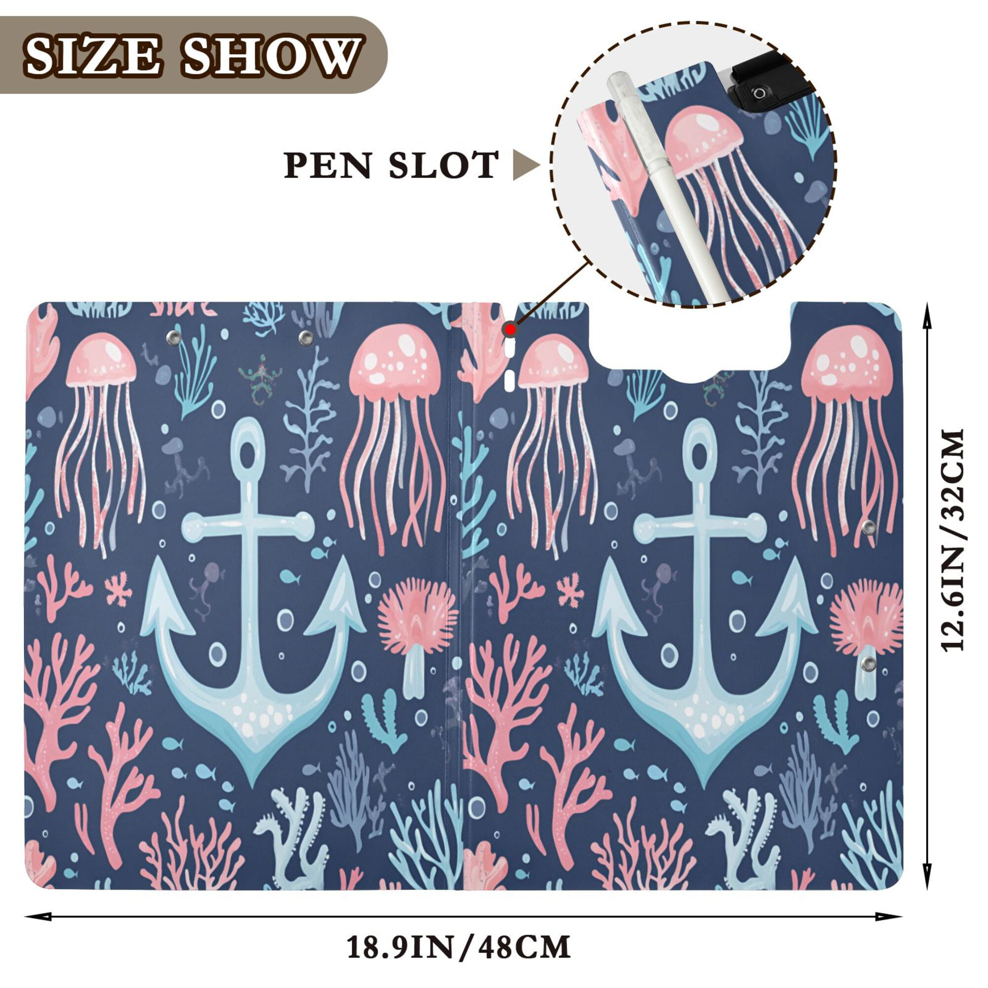 FORMRS A4 Clipboard Folder with Pen Holder Horizontal Foldable School Office Binder, Light Blue Anchor