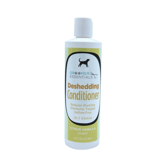 Groomer Essentials Deshedding Conditioner 16 oz.- Sweet  Creamy  Citrus Fragrance - Formulated with Omega 3 & 6 Fatty Acids and Vitamin E - For All Coat Types