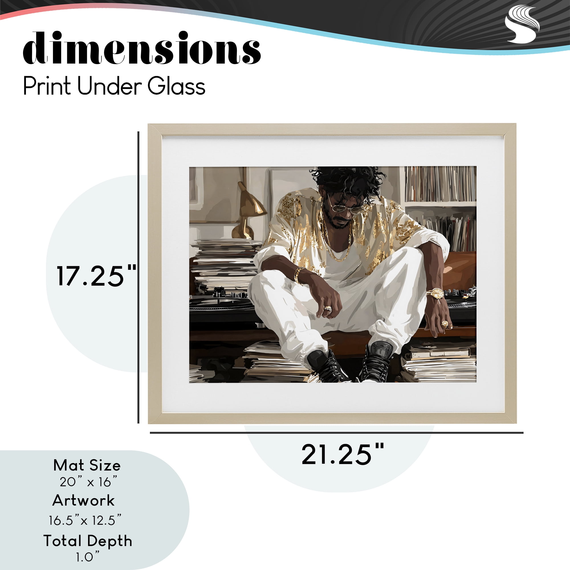 Stupell Industries DJ with Record Collection Birch Framed Print Under Glass, design by Franklyn Gregory