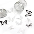 thumbnail image 3 of 72 Uds. Pegatinas decorativas de pared de mariposas, decoración de pared negra 3D extraíble con purpurina con puntos adhesivos, blanco y negro, 3 of 5