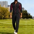 thumbnail image 2 of Timoontee Men's Tracksuit 2 Piece Outfits Long Sleeve Mock Neck Athletic Set Zip Up Jacket with Elastic Waist Drawstring Jogger Daily Casual Sets Wine XL, 2 of 7