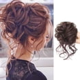 thumbnail image 5 of Dark Brown Curly Hair Bun with Scrunchie - Messy Elastic Synthetic Extension for Weddings, 5 of 8