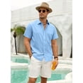 thumbnail image 4 of sogami Men's Breathable Linen Beach Shirt Short Sleeve Button Up Casual Shirt For Summer, 4 of 9
