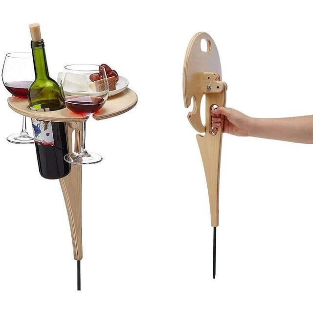 Outdoor Folding Wine Table - Portable Picnic Table, Wine Glass Rack, Patio Side Table, Collapsible Table for Outdoors, Garden, Travel,Lawn Beach