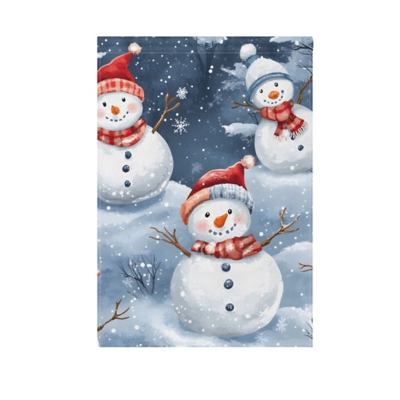 Winter Snowman on Christmas Garden Flag House Banner 12" x 18" Double Sided Outdoor Yard Decoration