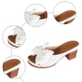 thumbnail image 5 of Rokment Womens Bow Platform High Heels Slip on Dress Sandals for Bride Wedding Summer Bowknot Fish Mouth Open Toe Chunky Block Heels Bridal Dressy Slides White Size 9, 5 of 7