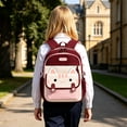 thumbnail image 2 of CUZIBR Lightweight Kids Backpack Cute Cat Print Color Block Multi Zipper Compartments Adjustable Breathable Shoulder Straps Bookbag For Teen Girls Campus Daily Travel Outdoor Sports, 2 of 5
