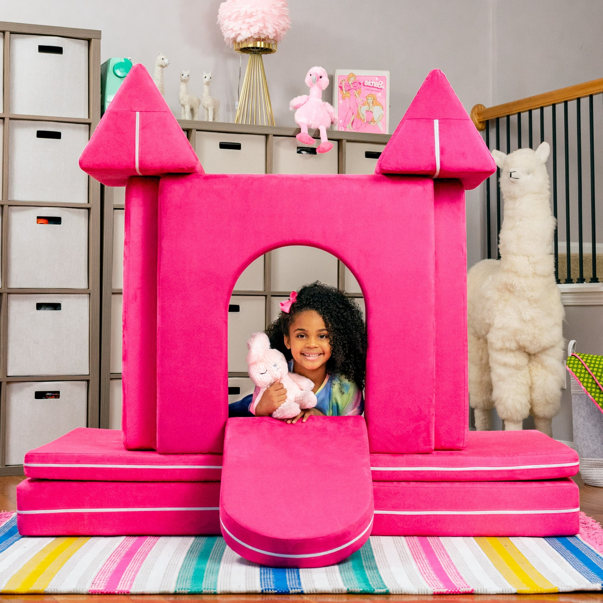 CC Home Furnishings Three Walled Castle Gate with Drawbridge Barricade - 64" - Pink
