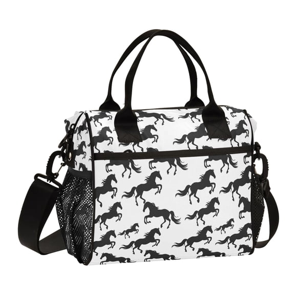 Running Horses Silhouette Lunch Bag Insulated Lunch Box Leakproof Reusable Cooler Tote Adjustable Shoulder Strap for Men Women 9L