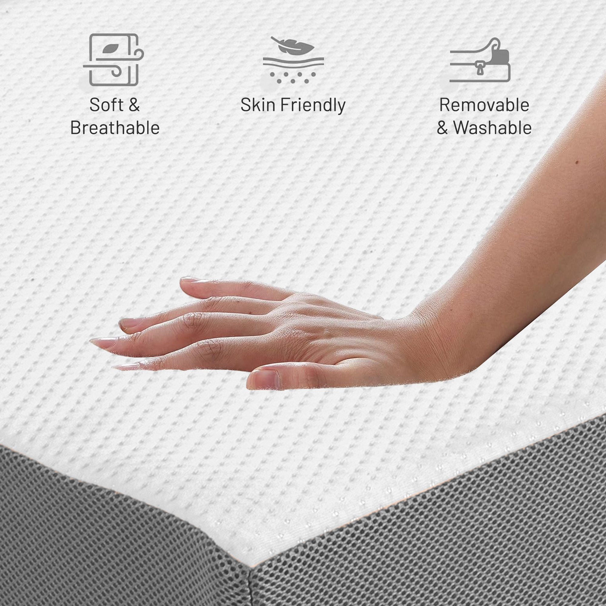 Continental Sleep, 5-Inch Tri-Folding Gel Memory Foam Portable Floor Mattress, Breathable Mesh, Ultra Soft, Removable and Washable Cover, Comfortable Support, 25-Inch, White