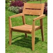 Qty 2 - A Grade Teak Wood Luxurious Stacking Arm / Captain Dining Chair [Model: Cellore]