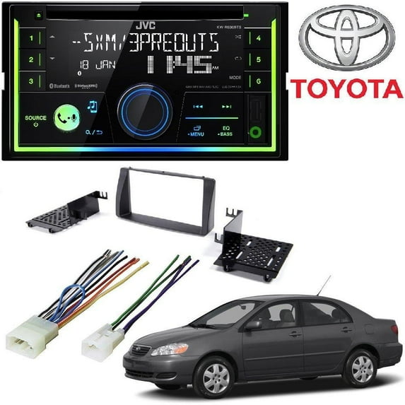 JVC KW-R930BTS Double DIN Bluetooth In-Dash Car Stereo 2003-2008 Corolla Double Din Car Stereo Radio Install Kit W/ Wiring Harness