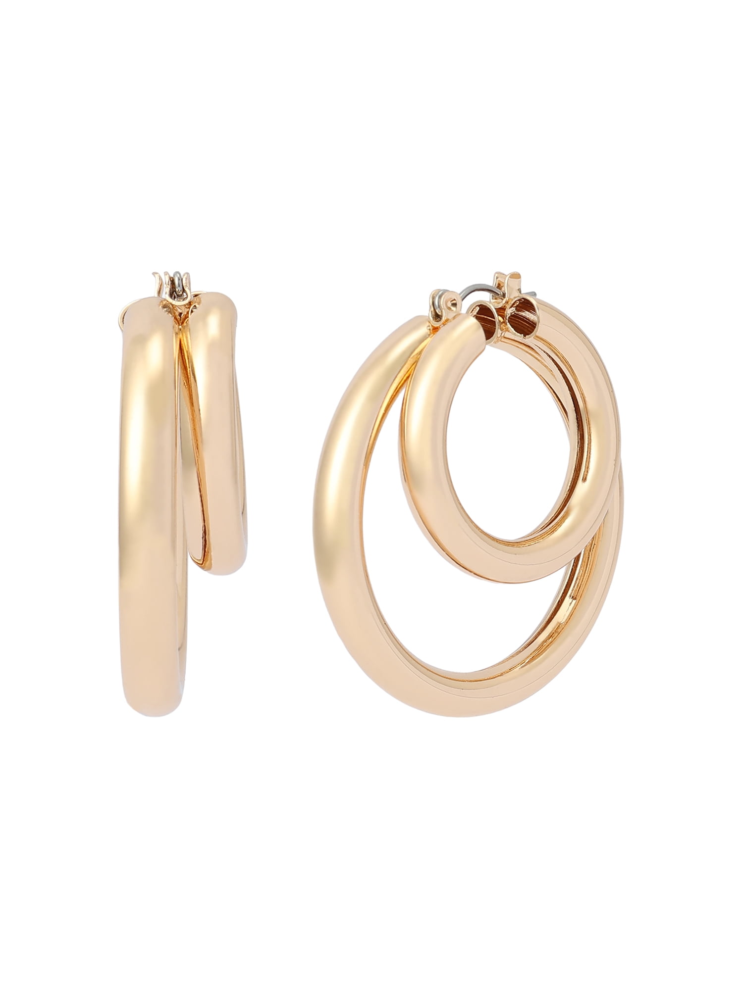 Madden NYC Women's Fashion Gold-Tone Double Layered Hoop Earrings