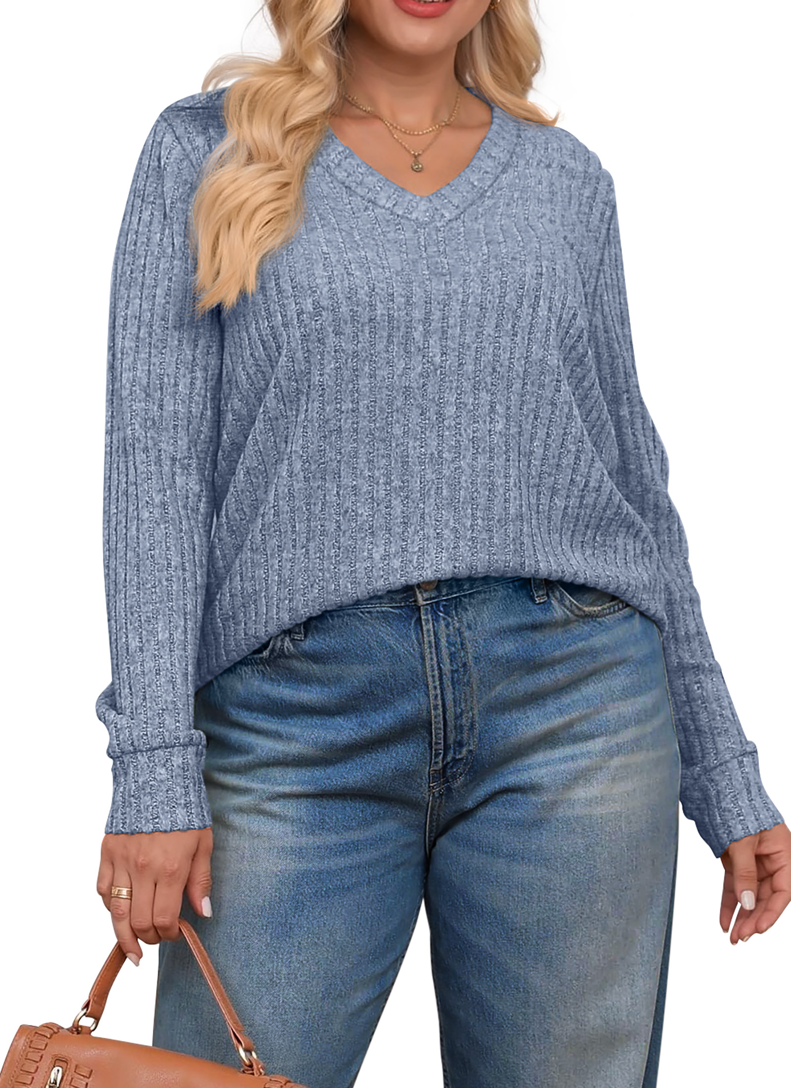 Fantaslook Women's V-Neck Long Sleeve Tunic Pullover photo 5