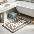 thumbnail image 5 of KOYPTL Waffle Bath Mat Boho Flocked Bath Rug Absorbent Non Slip Ultra Soft Bathroom Mats Machine Washable Knit Bath Rugs with Bath Letter for Bathroom Bedroom Kitchen Tub 16*24" Brown, 5 of 6