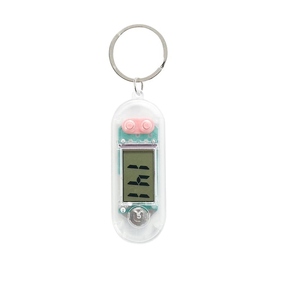 Battery Powered Clock, Transparent Outer Shell, 2.9X1 In, Keychain Attachment, Temperature Reading, Student Daily Use, Pink, 1 Pc