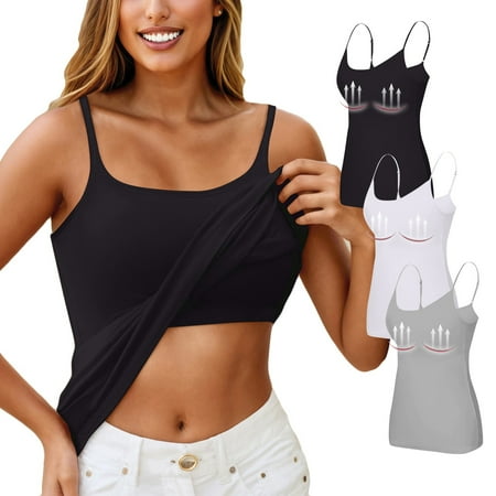 Nokdvo 3PC Yoga Racerback Tank Top for Women with Built in Bra Women s Padded Sports Bra Fitness Workout Running Shirts 4XL